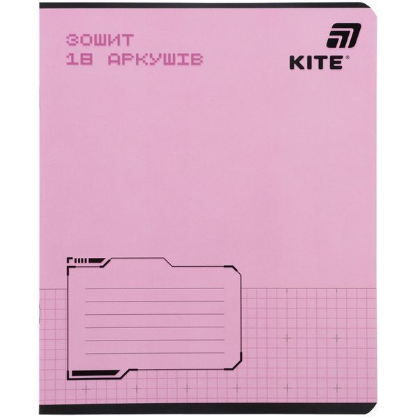 Зошит 18 клітинка софт тач + УФ лак Kite One color Kite (20) K26-236-1 фото