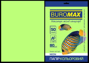 Папір A4 50арк 80г NEON зелений Buromax BM.2721550-04 фото