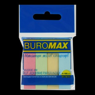 Закладки паперові 4 кольори 12х51мм 400 шт PASTEL Buromax (12) BM.2306-99 фото