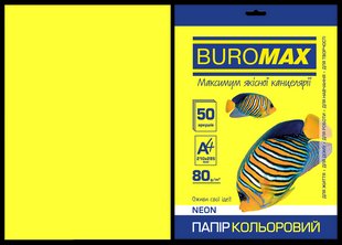 Папір A4 50арк 80г NEON жовтий Buromax BM.2721550-08 фото