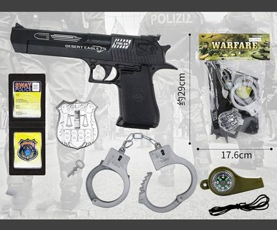 Поліцейський набір пістолет наручники жетон свисток у пакеті JL 111-8 фото