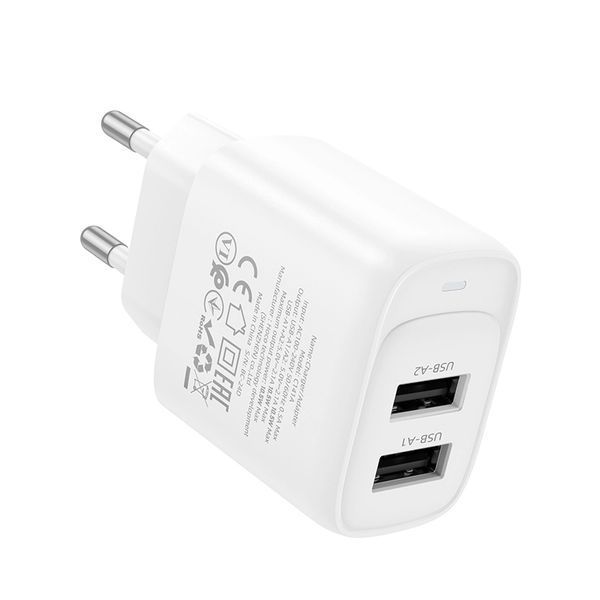 Зарядний пристрій 2&times;USB-A C141A Smart EU Білий hoco 6942007627856 фото