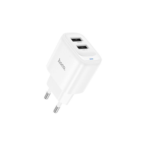Зарядний пристрій 2&times;USB-A C141A Smart EU Білий hoco 6942007627856 фото