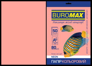 Папір A4 50арк 80г NEON рожевий Buromax BM.2721550-10 фото