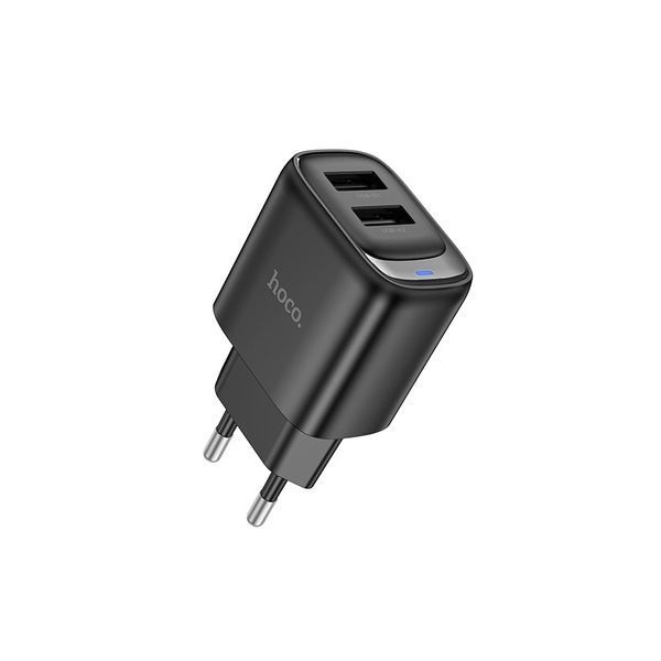 Зарядний пристрій 2&times;USB-A C141A Smart EU Чорний hoco 6942007627849 фото