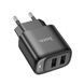 Зарядний пристрій 2&times;USB-A C141A Smart EU Чорний hoco 6942007627849 фото 4