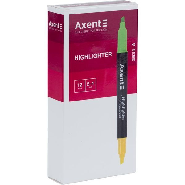 Маркер текстовий Dual жовтий/зелений клиноподібний 2-4 мм Axent (12) 2534-04-A фото
