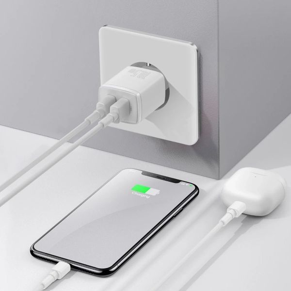 Зарядний пристрій 2&times;USB-A Compact 10.5W EU Білий Baseus CCXJ010202 фото