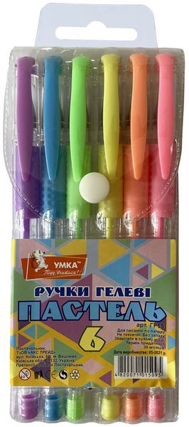 Набір гелевих ручок 6 кол Pastel Умка (12) ГР55 фото