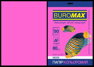 Папір A4 50арк 80г NEON малиновий Buromax BM.2721550-29 фото