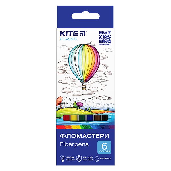 Фломастери 6 кольорів Classic Kite K-446 фото
