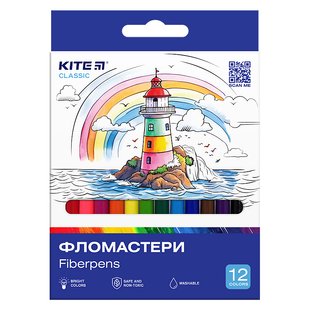 Фломастери 12 кольорів Classic Kite K-447 фото