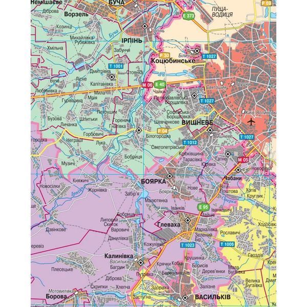 Карта Київської області. Адміністративно-територіальний устрій М1: 200 000 140*112 см. папір/ламінація 1892 фото