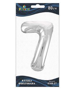 Повітряна кулька фольгована срібна &ldquo;Цифра 7&rdquo; 80 см Pelican 830827 фото