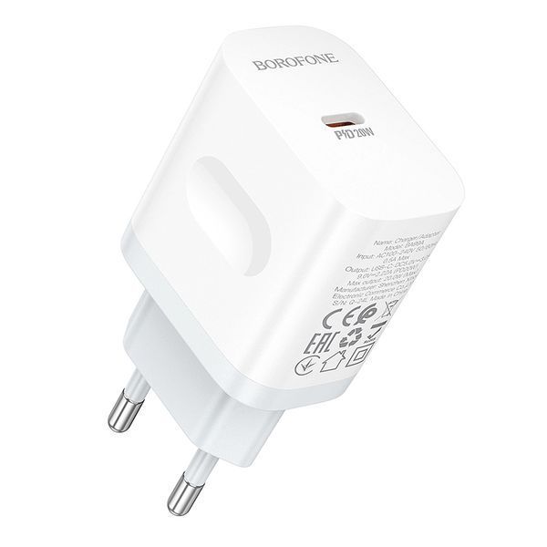 Зарядний пристрій USB-C BA99A Breeze 20W (PD) EU Білий BOROFONE 6941991121357 фото