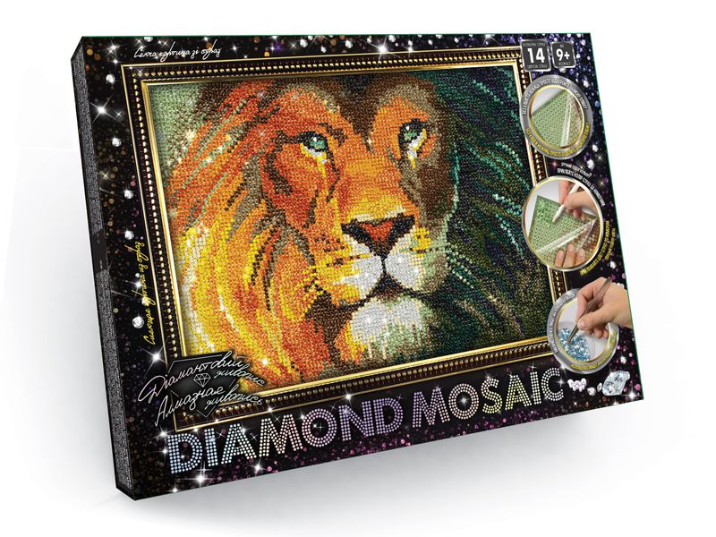 Алмазний живопис Diamond mosaik Лев, DankoToys (10) DM-03-03 фото