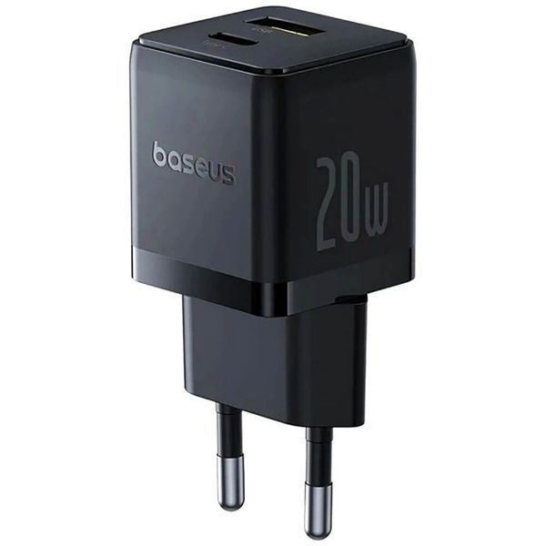 Зарядний пристрій USB-C+USB-A Palm 20W EU Чорний Baseus P10111608113-00 фото