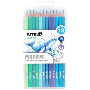 Олівці кольорові 12 кольорів у пеналі Marine Kite Creative K-1056-3 фото
