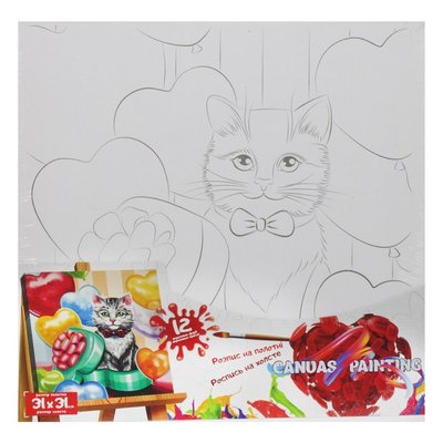 Розмальовка на холсті 31*31см Кіт у коробці DankoToys (10) PX-07-09 фото