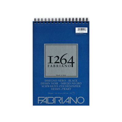 Альбом на спіралі для рисунку 1264 А4, 200г/м2, 40л, чорний, Fabriano 19100652 фото
