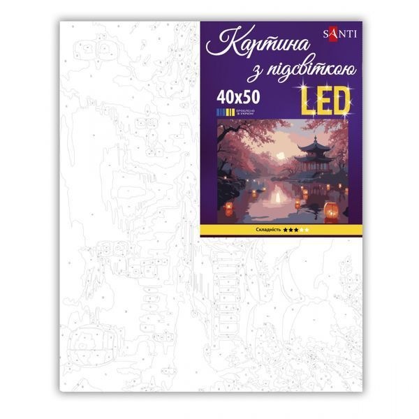 Картина за номерами на полотні з LED підсвіткою 40*50см Таємнича Японія Santi 956643 фото