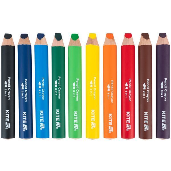 Олівці 3в1 10 кольорів з точилкою Kite Creative K-1055 фото