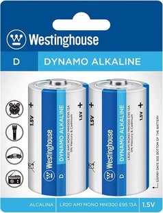 Батарейка LR20 бочка лужна Dynamo Alkaline за 2 шт. Westinghouse LR20-SP2 фото