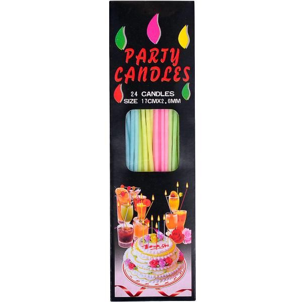 Набір свічок для торта Party Candles 24шт 17см*2,6 мм 10-88 (98151) фото