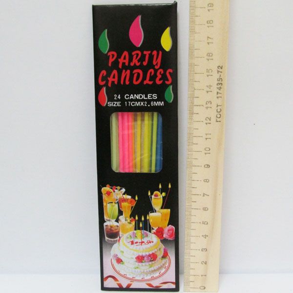 Набір свічок для торта Party Candles 24шт 17см*2,6 мм 10-88 (98151) фото