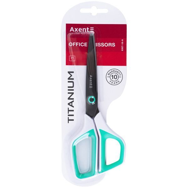 Ножиці офісні 21 cм Titanium біло-бірюзові Axent 6307-16-A фото