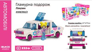 Конструктор Kids hits IBLOCK JUNIOR Дівчатка Гламурна поїздка Лімузин 232 дет,компл. фігур інстр. наліпки,короб. 24*16*6 KH08/002/2 фото