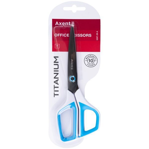 Ножиці офісні 21 cм Titanium біло-блакитні Axent 6307-29-A фото