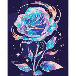 Картина за номерами на полотні з LED підсвіткою 40*50см Блискуча троянда Santi 956647 фото