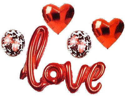 Набір фольгованих кульок Love 5 шт у наборі + стрічка Angel Gifts AG1626-013 фото