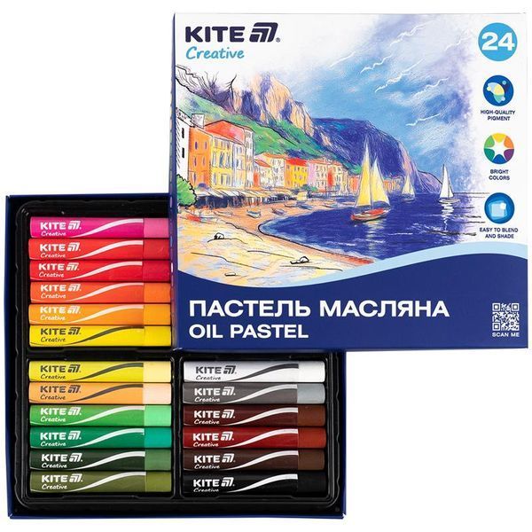 Пастель масляна 24 кольори Kite Creative K-200-24 фото