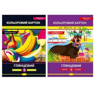 Картон кольоровий двосторонній А4 9 арк 250 г/м&sup2; Апельсин (20) АП-1106 фото