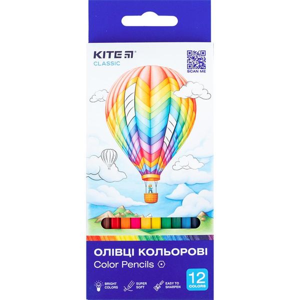 Олівці 12 кольорів Classic Kite K-051 фото