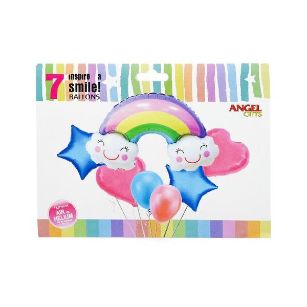 Набір фольгованих кульок Веселка 7 шт Angel Gifts AG1626-012 фото