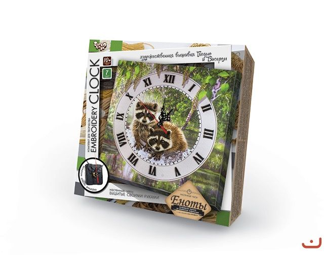 Набір для творчості Годинник Embroidery clock Єнот, DankoToys (10) EC-01-01 фото