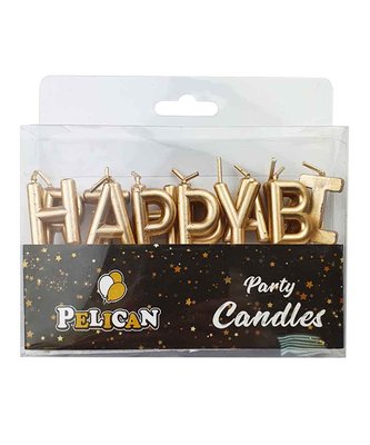 Набір свічок-букв для торта HAPPY BIRTHDAY, ЗОЛОТО, Pelican (24) 868501 фото