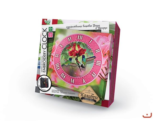 Набір для творчості Годинник Embroidery clock Колібрі, DankoToys (10) EC-01-04 фото