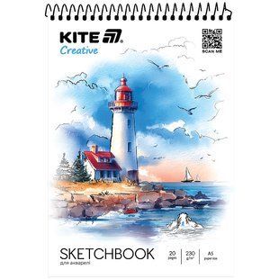 Скетчбук для акварелі A5 20 аркушів спіраль Kite Creative K-1283 фото