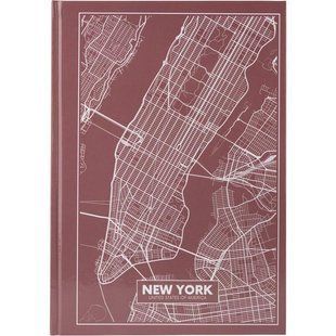 Книга записна А4 96 арк тверда обкл. клітинка Maps New York рожево-коричнева Axent 8422-543-A фото