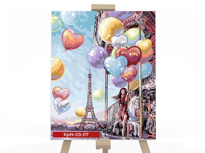 Картина за номерами на полотні економ 30*40 Дівчинка з кульками DankoToys (10) KpNe-03-07 фото