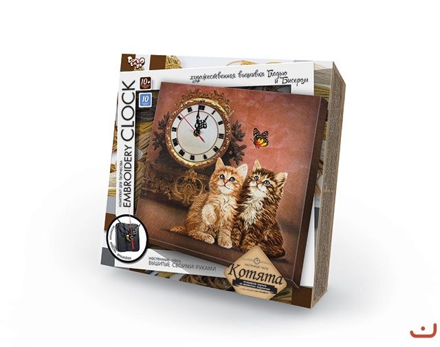 Набір для творчості Годинник Embroidery clock Кошенята, DankoToys (10) EC-01-03 фото