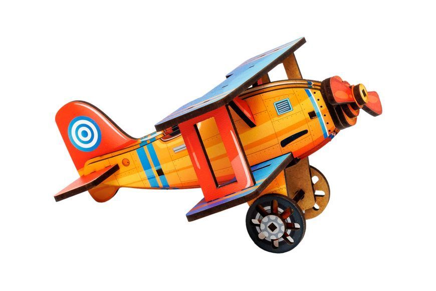 Дерев'яний 3D конструктор Turbo Plane PuzzleOk Puz-00959 фото