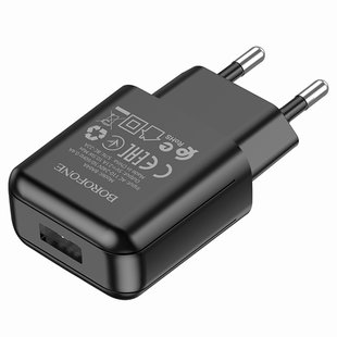 Мережевий зарядний пристрій 220V-1xUSB BA64A, 2.1A, 10.5W чорний Borofone BA64A фото