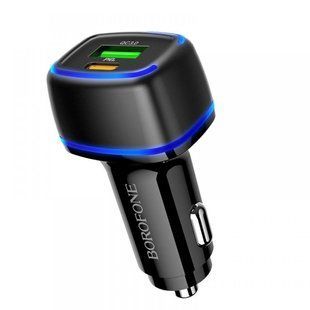 Автомобільний зарядний пристрій USB-C+USB-A BZ14A PD20W+QC3.0 Чорний BOROFONE BZ14A фото