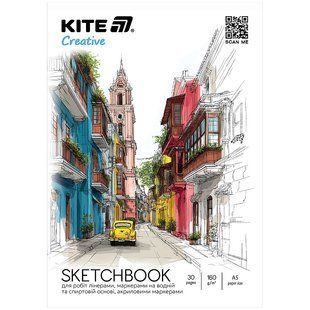 Скетчбук для робіт маркерами A5 30 аркушів Kite Creative K-1280 фото