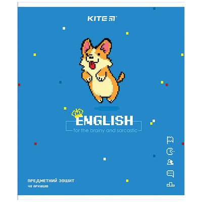 Зошит 48 лінія Предметний англ. мова гібр лак з УФ, Pixel, Kite (8/192) K21-240-10 фото
